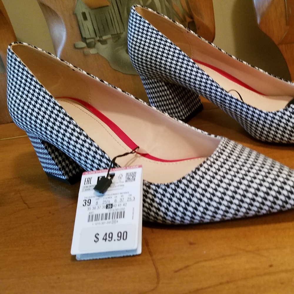 Zara Woman Black and White Check Shoes